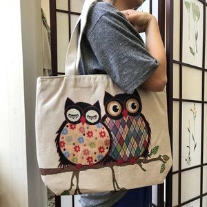 New Owl fabric tote bag